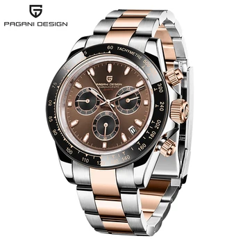PAGANI DESIGN Ciocolata Sport cronograf Ceas de Lux Cuarț ceas pentru bărbați 100M rezistent la apa VK63 Automată a datei ceas barbati