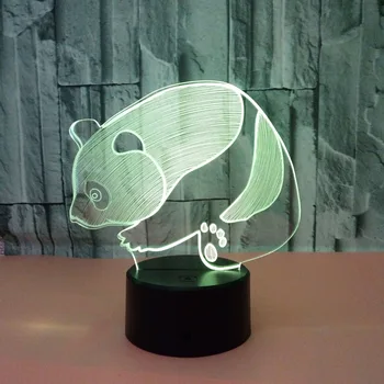 Panda 3d Lampă 7 Vizuale Colorate Stereo Panda Atinge Lumini Cadou 3d Veioza Usb Led Noutate 3d Corpuri de iluminat