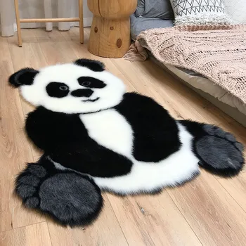 Panda dreptunghiulară de animale imitație de păr acasă covor dormitor, camera de zi studiu anti-alunecare îngroșat spălat covoare de pluș