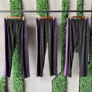 Panglică violet cu Dungi Broderie Fluture AWGE Ace pantaloni de Trening Bărbați Femei 1:1 Pantaloni High Street Pantaloni Jogger Streetwear