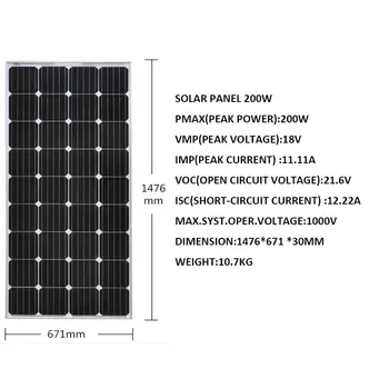 Panou Solar 12V 200W 3000W 5KW Solare Policristaline Încărcător de Baterie de Pe Grila Auto Rulota de Camping Barca Yacht Rulote RULOTA Ferma
