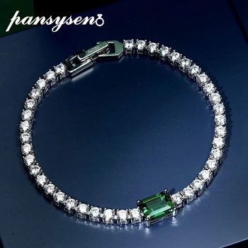 PANSYSEN Vintage 100% Argint 925 Smarald, Diamant Alb de 18K Placat cu Aur de Femei Brățară Bijuterii Fine Cadou en-Gros