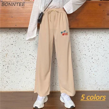 Pantaloni Casual Femei Culori Bomboane de Toate-meci Elevii Largi Picior Pantaloni Chic Stil coreean Primavara Adolescenti Prieteni de Desene animate Glezna-Lungime