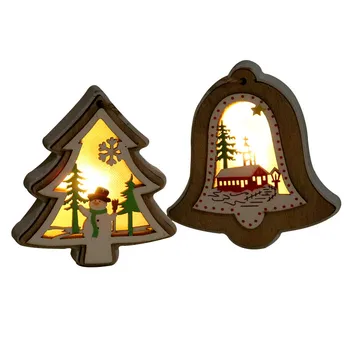 Perdeaua de Lumini de Vacanță cu Lumina Decoratiuni de Craciun pentru Casa Lumina de Noapte de Crăciun Iluminat Pandantiv din Lemn cu Lumini