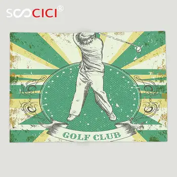 Personalizat Moale din Fleece Pătură Vintage Retro Poster de Imprimare Om Juca Golf Club de Golf Citat pe Grunge Background Verde, Galben