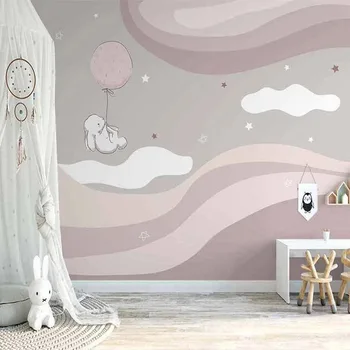 Personalizat Tapet Mural Nordic Ins Mână-pictate Abstract 3D Nori de Desene animate de Animale pentru Copii Cameră de Fundal de Perete Papel De Parede