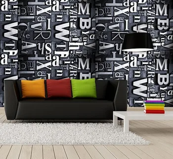 Personalizate 3D pictura murala mare,retro textura de metal stereo alfabet ,3D papel de parede pentru camera de zi canapea TV de perete dormitor tapet PVC