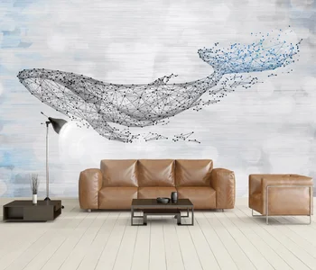 Personalizate 3D tapet mural pictat Nordic minimalist, retro rechin balena de fundal de perete