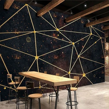 Personalizate Orice Dimensiune Murală Tapet Modern, Minimalist 3D Aurul Negru Geometrice Pictura pe Perete Restaurant Cafenea de Fundal gazete de Perete
