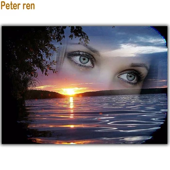 Peter ren Diamant pictura cruciulițe Meserii cadouri plin de Diamante Broderie 3d pictogramă pătrat de mozaic imagine lac Frumos apus de soare