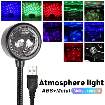 Petrecere de sunet Lumini Auto USB Mini Disco Lumini de Partid Sunet Multi-Color Car Atmosfera Decoratiuni Lampă de Magie Strobe pentru Masina