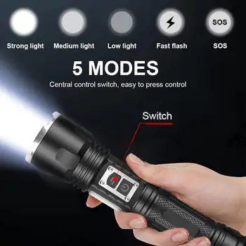 Portabil Mini lanterna 5 comuta Modul impermeabil Zoomable Biciclete Lumina Pentru dentist vanatoare Camping Multi-funcție USB de încărcare