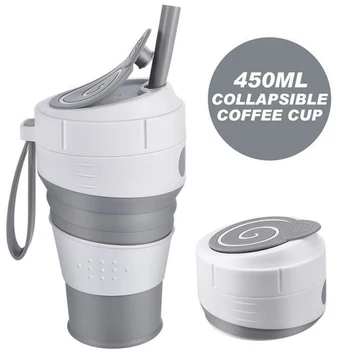 Portabil Pliant din Silicon Cupa Compozit Pliabil Cafea Cana anti-Scurgere Capac Pliabil Cupa Multi-funcție de Siliciu Cana