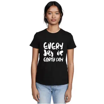 Porzingis Vara T-Shirt, Cu Sloganuri De Zi Cu Zi Este Ziua Pământului Femei Tricou Negru Din Bumbac Tee Topuri Femeile
