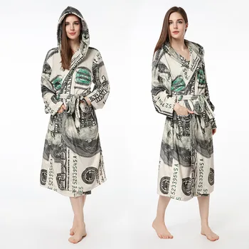 Print Sleepwear Coral Fleece Femei Haină De Iarnă Caldă, Îmbrăcăminte De Noapte Kimono-Halat De Baie Rochie De Lenjerie Intimă Cămașă De Noapte Lounge Purta