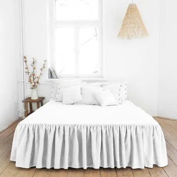 Pur Spălate Franța Lenjerie de pat In Dormitor Cuvertura de pat Casa Singur Pat Dublu Fusta Alb Fuste Pat Cearceaf cu Elastic