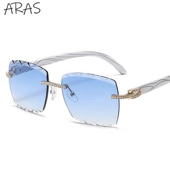 Pătrat fără ramă de ochelari de Soare Femei 2022 Noua Moda Dreptunghi Fara rama Ochelari de Soare pentru dame de Lux Cristal de Diamant ochelari de soare