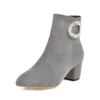 QPLYXCO Moda Toamna iarna pantofi femei cizme de zăpadă 2019 sexy glezna chelsea tocuri inalte zapatos de mujer de dimensiuni Mari 31-45 332