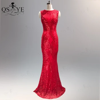 QSYYE Roșu Rochii de Seara Sirena cu Paiete, Rochie de Seara Lungi Elegante Sclipici Model Formal de Partid Decent Femeie Rochie arabă Stiluri