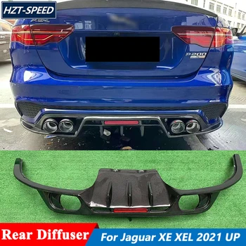 Real Material de Fibra de Carbon Bara Spate Buza Difuzor Cu Led-uri de Lumină Pentru Jaguar XE XEL Tuning 2021 Sus