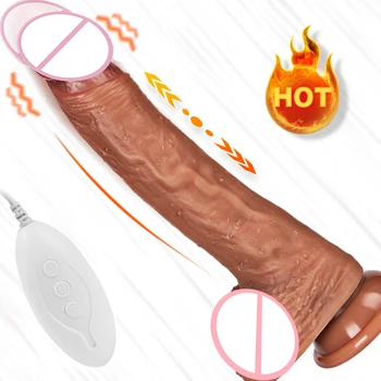 Realist Telescopic Dildo Vibrator pentru Femei punctul G Vagin vibrator Anal Sextoy de Încălzire de la Distanță Swing Sex Tooys pentru Barbati Penis Adult