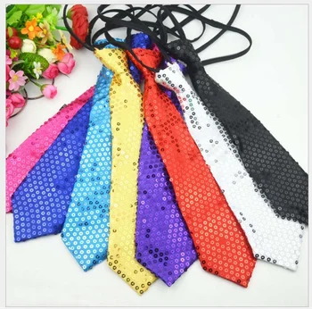 Reglabil Cu Fermoar Sequin Cravată De Culoare Simplu Minge Plina De Culoare De Partid Decor Superb Pentru Adulți Copii Accesorii De Craciun