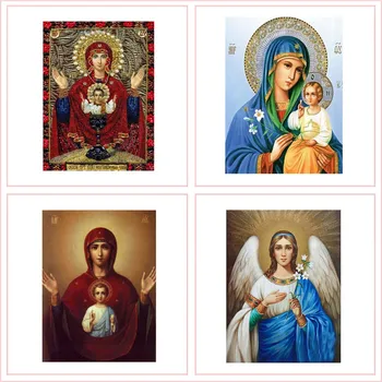 Religia creștină Mary Imagine 5d Diamant Pictura Cruce Cusatura Broderie Perete Diy Arta Murala Pentru Roage Cameră Decor Acasă