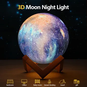 Reîncărcabilă Luna lampă Lumina Lunii de Imprimare 3D LED Noapte Lampe Noptieră Lumina de Noapte pentru Copii Decor Birou Noutate Cadou Picătură de transport maritim