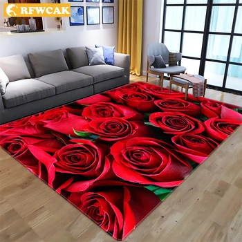 RFWCAK de uz Casnic 3D Floare Trandafir Living, Dormitor, Sala de Mese Non-alunecare de Decor Ușor de A Avea Grijă De Orice Covor Personalizat