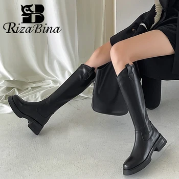 RIZABINA 2023 Noi Femei Cizme Lungi de Piele de Iarnă de sex Feminin Pantofi de Moda Casual Femei pe Genunchi Cizme Încălțăminte Mărimea 34-39