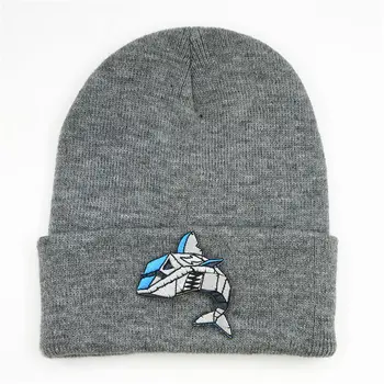 Robot desene animate rechin broderie Îngroșa tricot pălărie de iarnă pălărie cald Chelioși capac beanie hat pentru copil bărbați femei 362