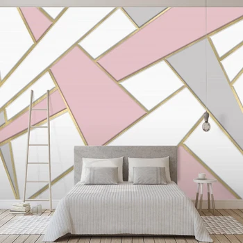 Roz Geometrice Abstracte Fotografie pictura Murala de Perete Tapet 3D Pentru Camera de zi Canapea Fundal de Decor Acasă Papel De Parede Pentru Dormitor