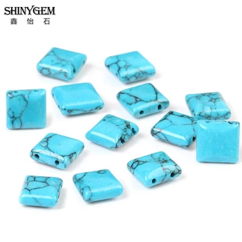 ShinyGem 10*10mm Forma Patrata Albastru Turcoaz Margele Farmec Minerale Naturale Bijuterie de Piatra Liber Șirag de mărgele Pentru Bijuterii DIY Face 20buc