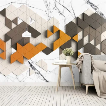 Simplu Triunghi Mozaic Geometrice Personalizate Murală Decor Acasă Tapet Dormitor Decor 3D Stereo Foto de Perete de Hârtie Papel De Parede 3D