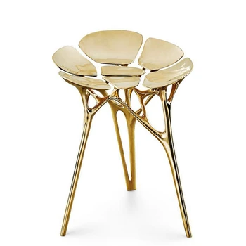 Simplu și modern designer de creatie camera de zi model sala de mese a hotelului scaun special în formă de petală scaun de metal cupru pur scaun