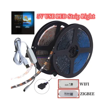 Smart Zigbee RGB 5050 USB LED Strip Lumini Tuya Wifi Bluetooth Control DC5V TV Iluminare LED Banda de Lucru Cu Alexa de Start Google