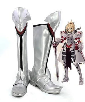 Soarta Apocrife FGO Mordred Cosplay Cizme Pantofi de Argint Personalizate Orice Dimensiune