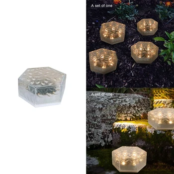 Solara LED Exterior Impermeabil Hexagon energia Solară Lumina Gradina de Gheata Caramida Lampa Decor Pentru Terasa Scara Grădină