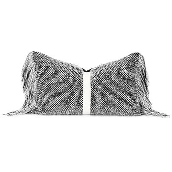 Solid Grey Talie Pernă față de Pernă Decorative pentru Camera de zi Canapea Pernă Caz cu Ciucure Decor Acasă 30x50cm