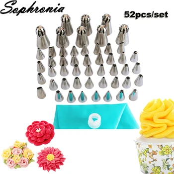 Sophronia 52PCS/set din Oțel Inoxidabil produse de Patiserie Duze Tort, Cupcakes de Decorare Instrumente Glazura de Crema de Conducte Sfaturi Set CS117