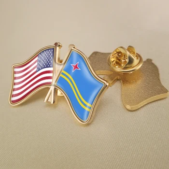 Statele unite ale Americii și Aruba Trecut Dublu Prietenie Steaguri insigne, Brosa Insigne