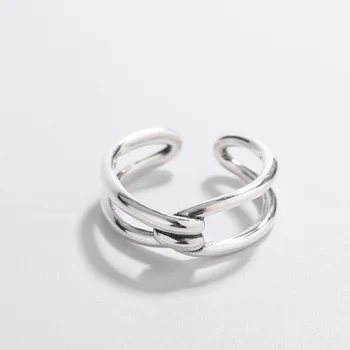 Sterling de argint versiunea coreeană a retro vechi minimalist linie împletirea inel feminin temperament deschis inel de argint