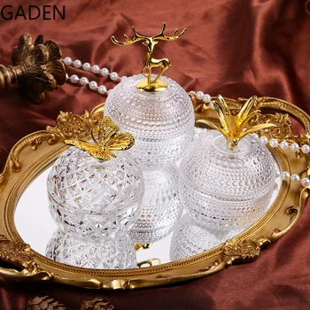 Stil European Metal Fluture Bomboane Borcan de Sticlă Simplă Cutie de Bijuterii cu Capac vas de Depozitare Cutie de Depozitare Ornamente Decoratiuni Acasă