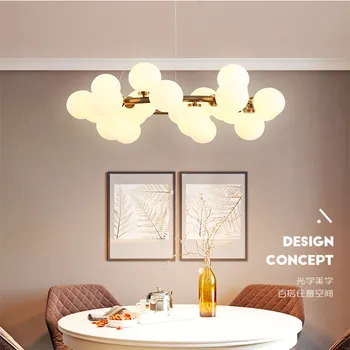 Stil Nordic Fasole Magie Sticla Pandantiv cu LED-uri Lămpi Romantic Living Sala de Mese Cafenea Sticlă Albă G4 Suspendare Corpuri de iluminat