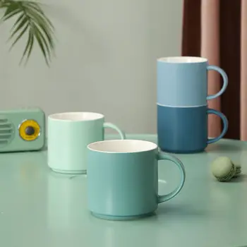 Stil Nordic Morandi Color De Mare Capacitate Cana Cu Lingurita Din Ceramica Simplu Lapte Ceașcă De Cafea Acasă Cană De Bucătărie