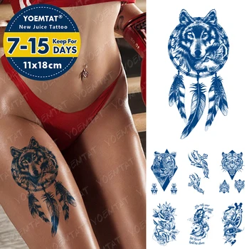 Sucul De Durată Ink Tatuaje Body Art Impermeabil Tatuaj Temporar Autocolant Lup Tatuaj Braț Fals Cruce A Crescut Ochi Tatuaj Femei Bărbați