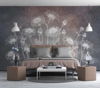 Tapet decorativ Modern abstract trase de mână de floarea-soarelui linie tv de perete de fundal