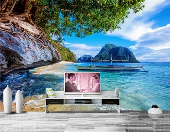 Tapet personalizat, Tropice Coasta de Barci de Mare Pisc Natură imagini de fundal,fundal tv camera de zi dormitor restaurant fotografie 3d murală