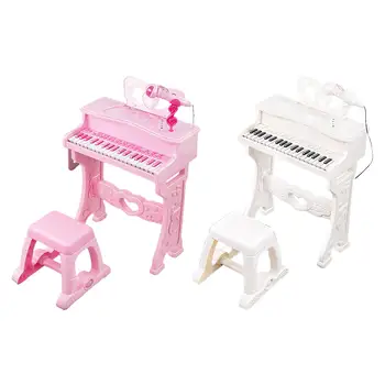 Tastatura Jucărie de Învățare cu Microfon Instrument Muzical și Scaun 37 clape Electronice, Pian pentru copii Fete Baieti Copii