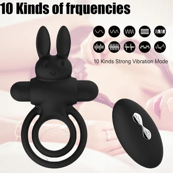 Telecomanda Wireless Rabbit Vibrator Penis Inel Intarziere Ejaculare 10 Frecvențe De Prostata Pentru Masaj Jucarii Sexuale Pentru Barbati Cupluri